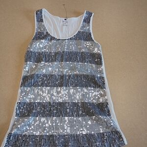 Michael Kors Shimmering Silver Striped Tank Top